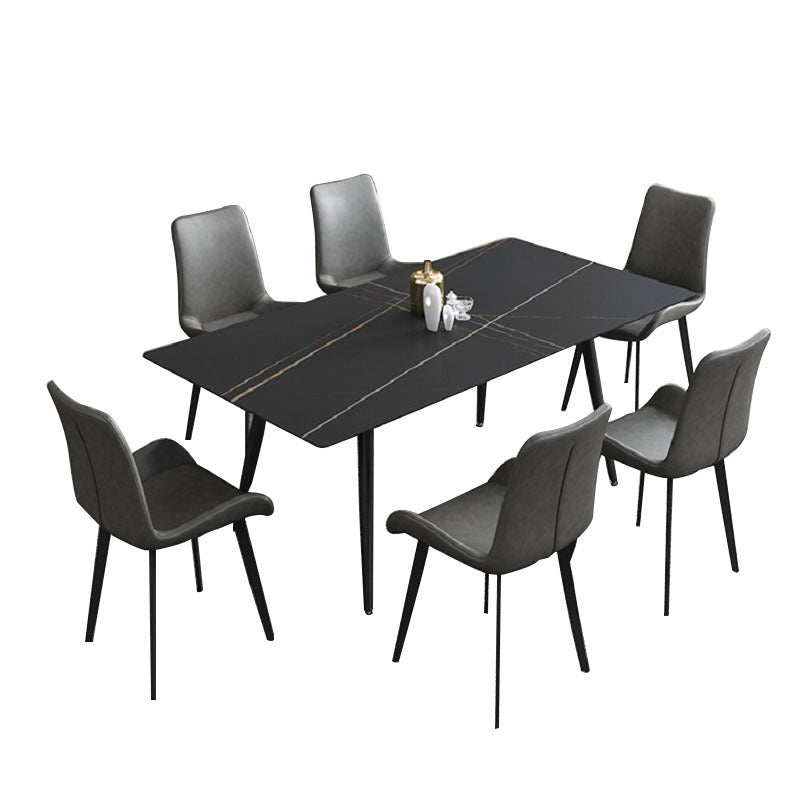 Rectangular Sintered Stone Dining Table Modern Furniture with 4 Legs in Matte Finish
