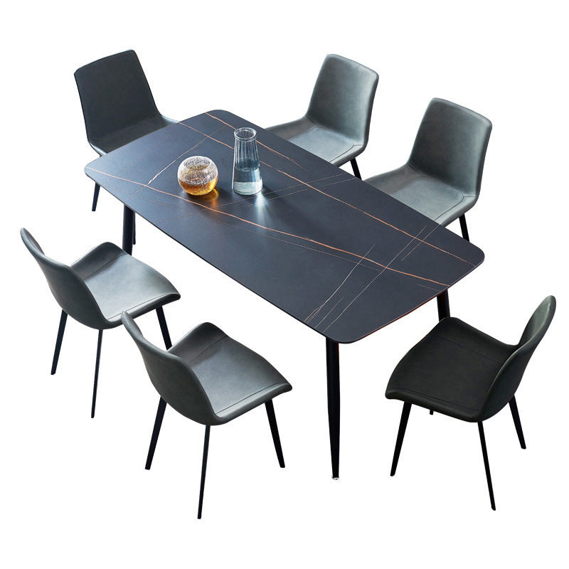 Rectangular Sintered Stone Dining Table Modern Furniture with 4 Legs in Matte Finish