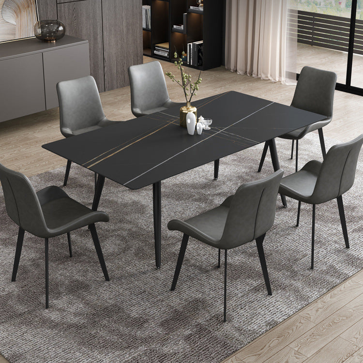 Rectangular Sintered Stone Dining Table Modern Furniture with 4 Legs in Matte Finish