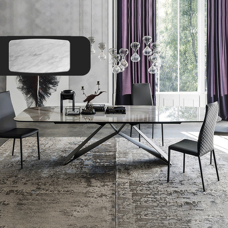 Rectangle Dining Table Industrial Stone Top Dining Table with Stainless Steel Base