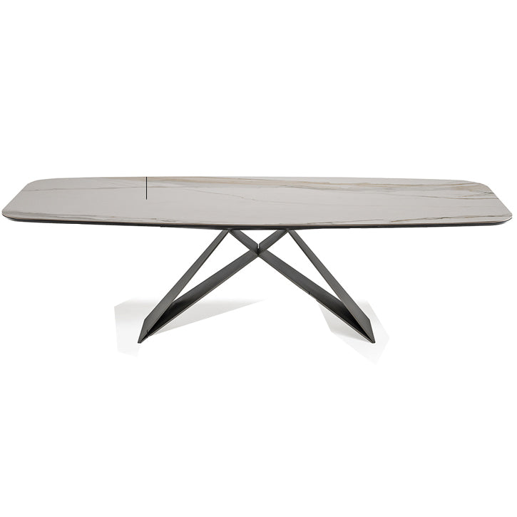 Rectangle Dining Table Industrial Stone Top Dining Table with Stainless Steel Base