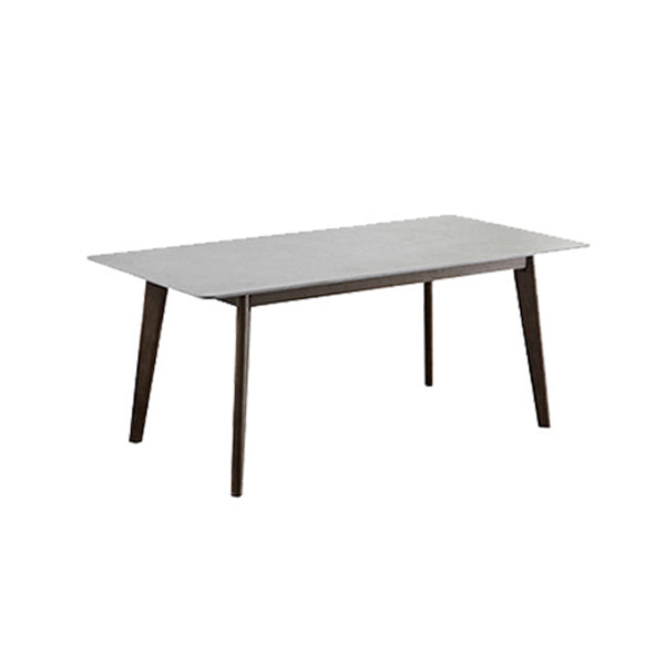 Brown Rectangular Sintered Stone Dining Table Modern Furniture with 4 Legs Wood Base
