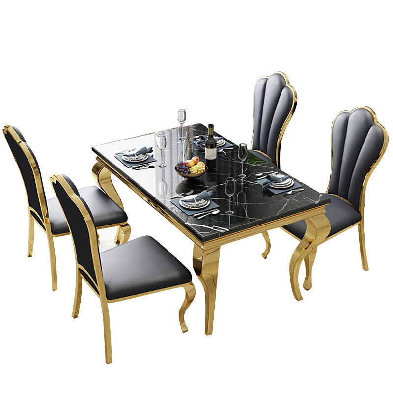 Traditional Luxury Dining Table Rectangle Metal Gold Tripod Dining Table