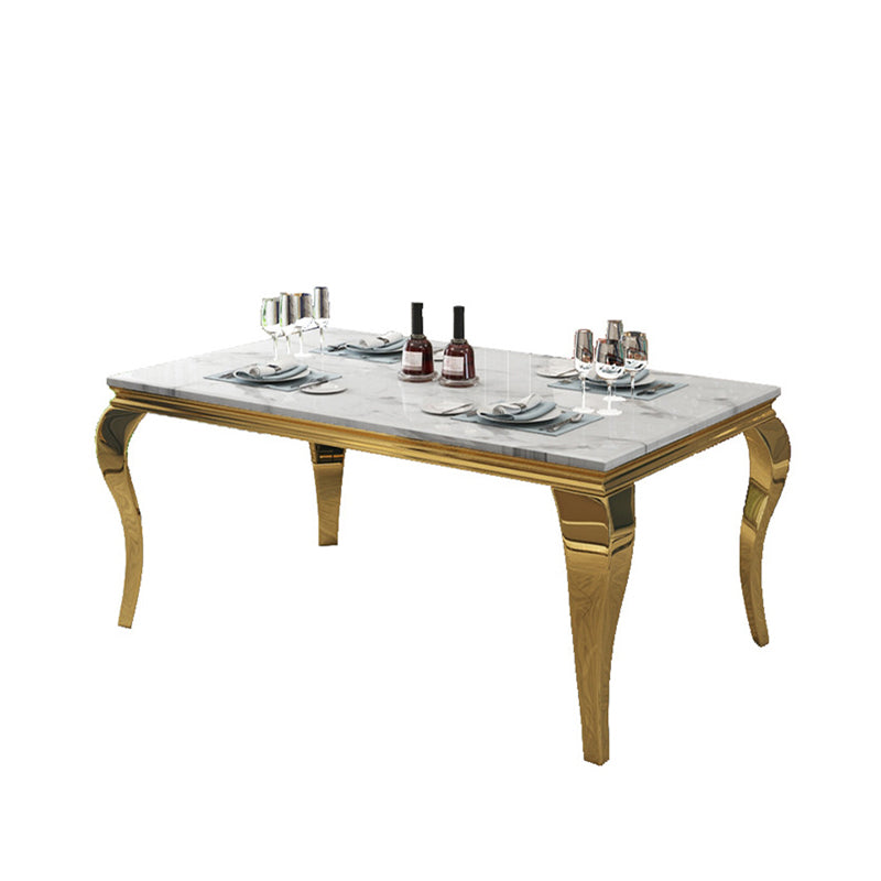 Traditional Luxury Dining Table Rectangle Metal Gold Tripod Dining Table