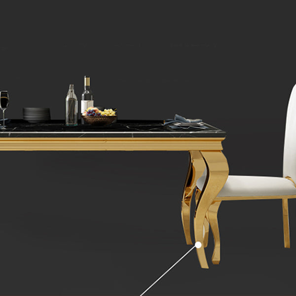 Traditional Luxury Dining Table Rectangle Metal Gold Tripod Dining Table