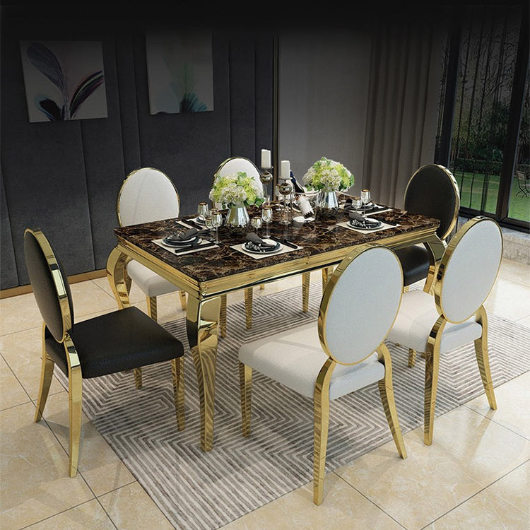 Traditional Luxury Dining Table Rectangle Metal Gold Tripod Dining Table