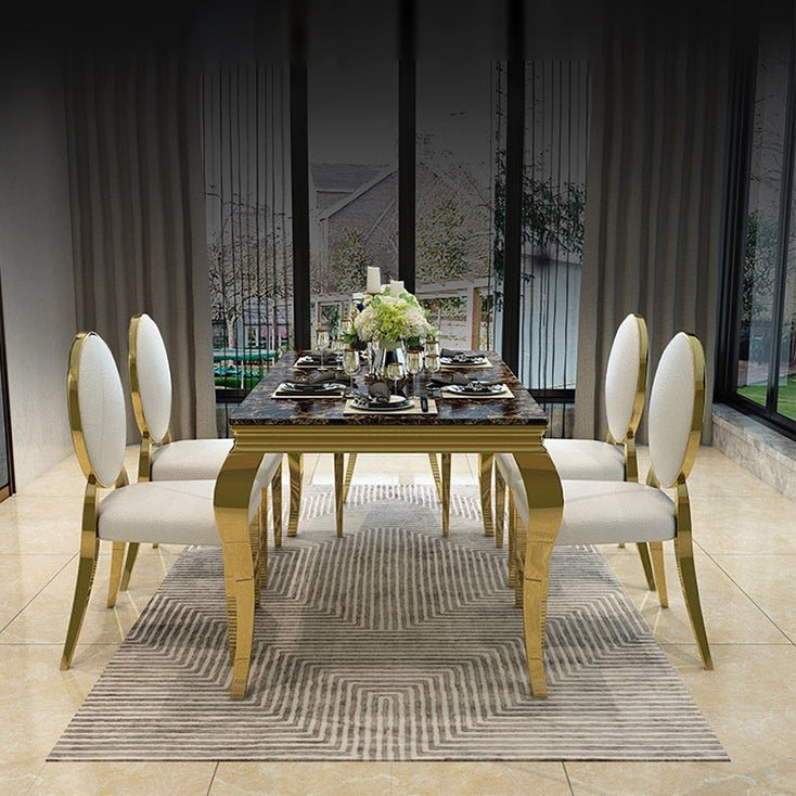 Traditional Luxury Dining Table Rectangle Metal Gold Tripod Dining Table