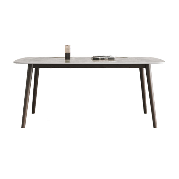 Moderne eettafel uit het midden van de eeuw, rechthoekig stenen blad, eettafel met 4 poten