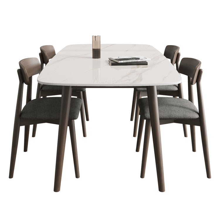 Moderne eettafel uit het midden van de eeuw, rechthoekig stenen blad, eettafel met 4 poten