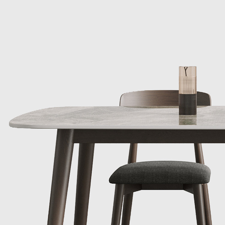 Moderne eettafel uit het midden van de eeuw, rechthoekig stenen blad, eettafel met 4 poten