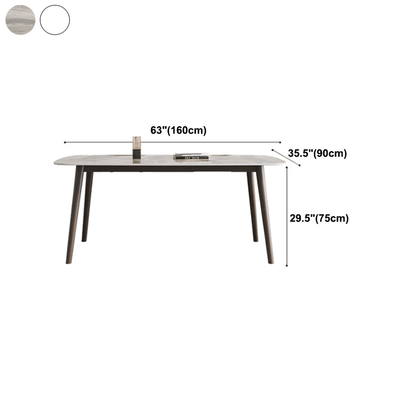Moderne eettafel uit het midden van de eeuw, rechthoekig stenen blad, eettafel met 4 poten