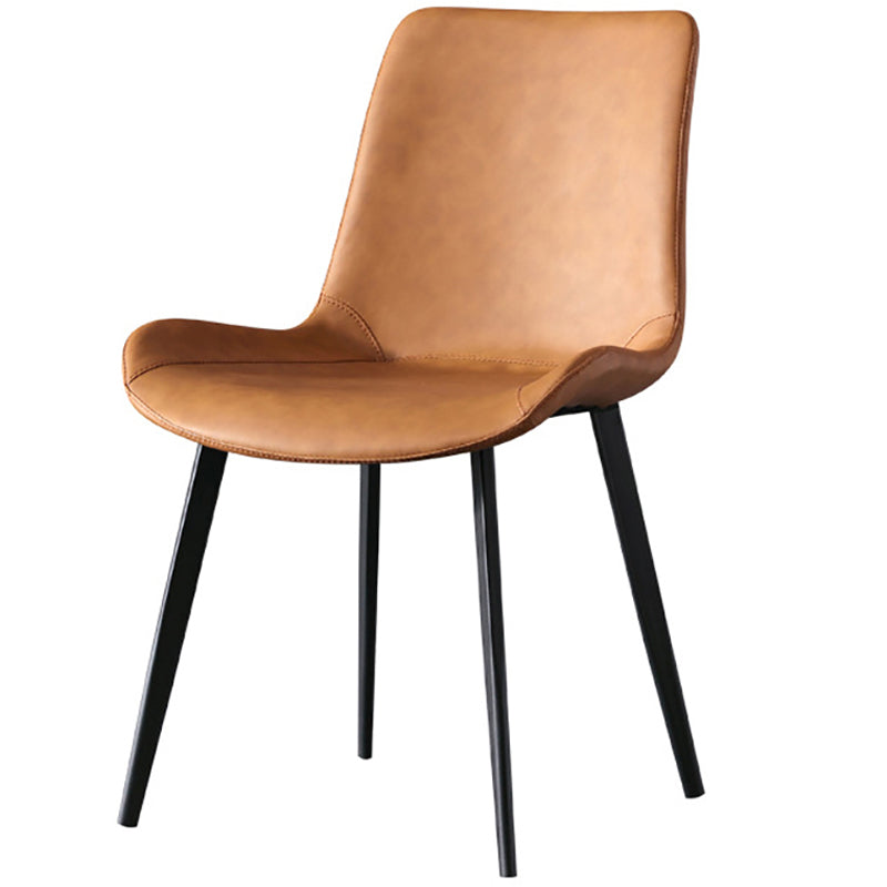 Contemporary Armless Solid Back Chair for Home Leather Dining Side Chairs