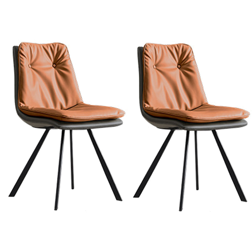 Contemporary Style Faux Leather Dining Chairs Armless Solid Back Chair
