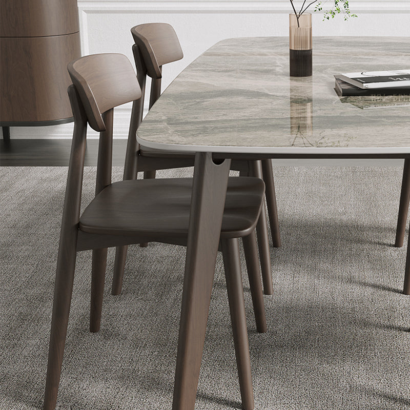 Retro Modern Rectangle Dining Site Table Stone Top 4-foot Oak Solid Wood Table