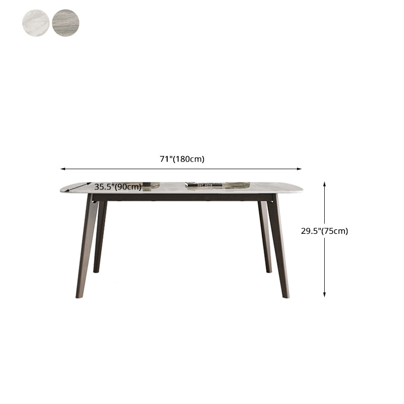 Retro Modern Rectangle Dining Site Table Stone Top 4-foot Oak Solid Wood Table