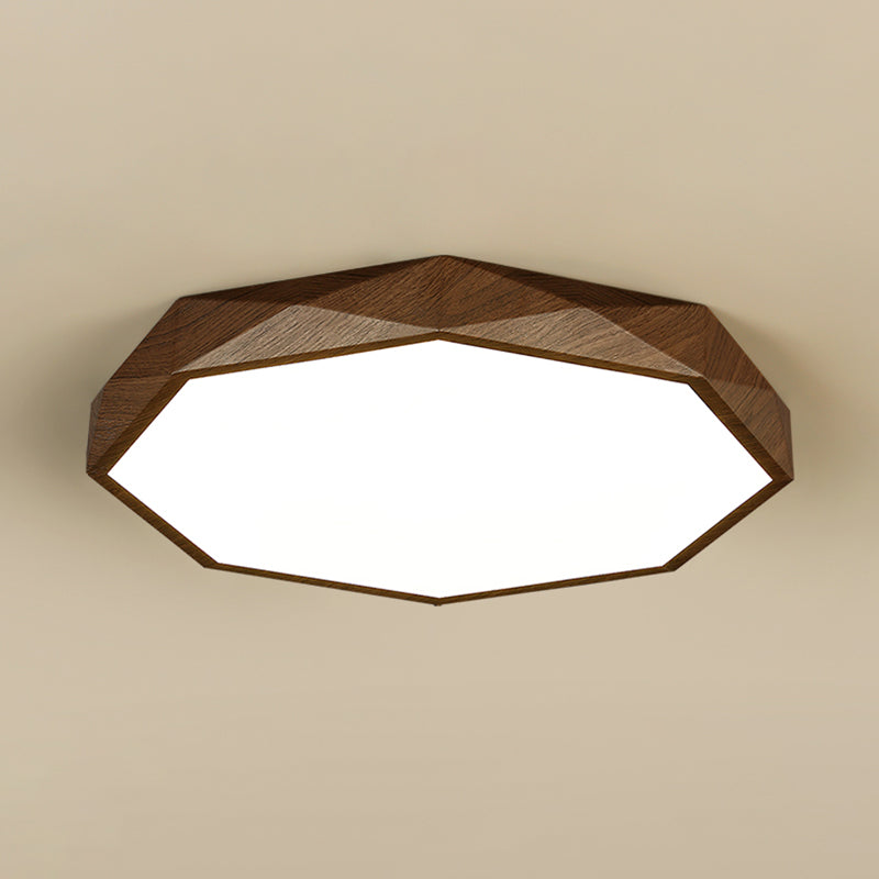 Octagonal Shape LED Ceiling Lamp Modern Wood 1 Light Flush Mount for Living Room