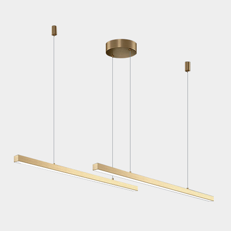 Gold Aluminum Island Lamps Linear Restaurant LED Pendant Lights with Acrylic Shade