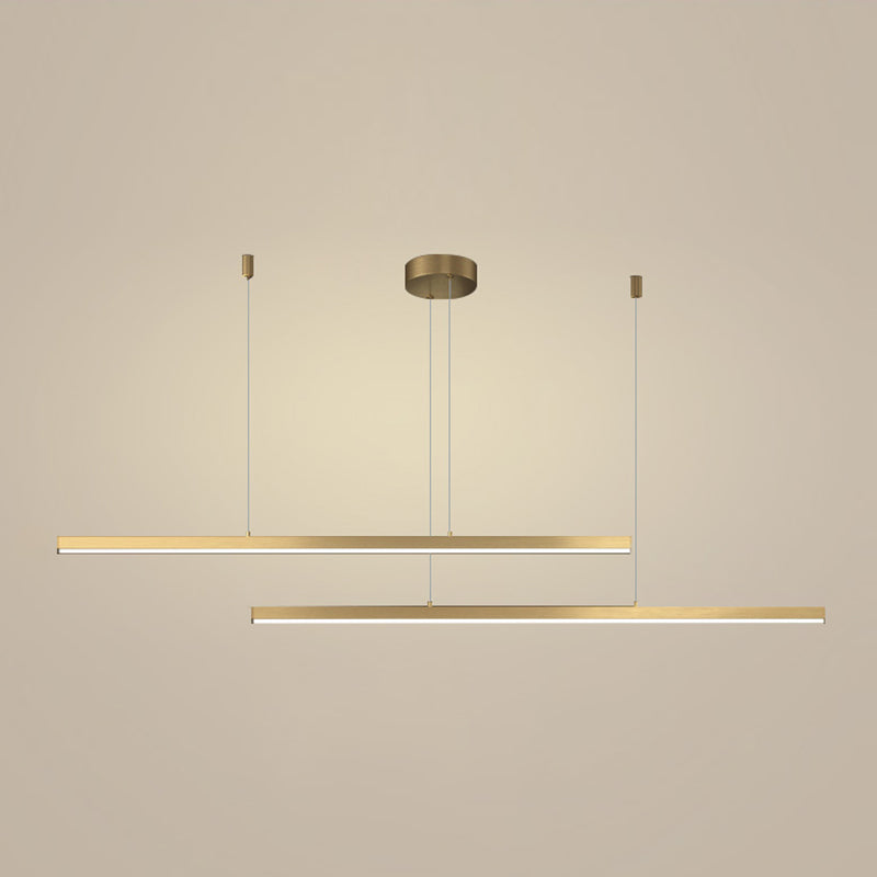 Gold Aluminum Island Lamps Linear Restaurant LED Pendant Lights with Acrylic Shade