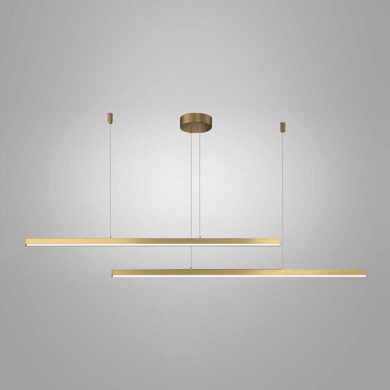 Gold Aluminum Island Lamps Linear Restaurant LED Pendant Lights with Acrylic Shade