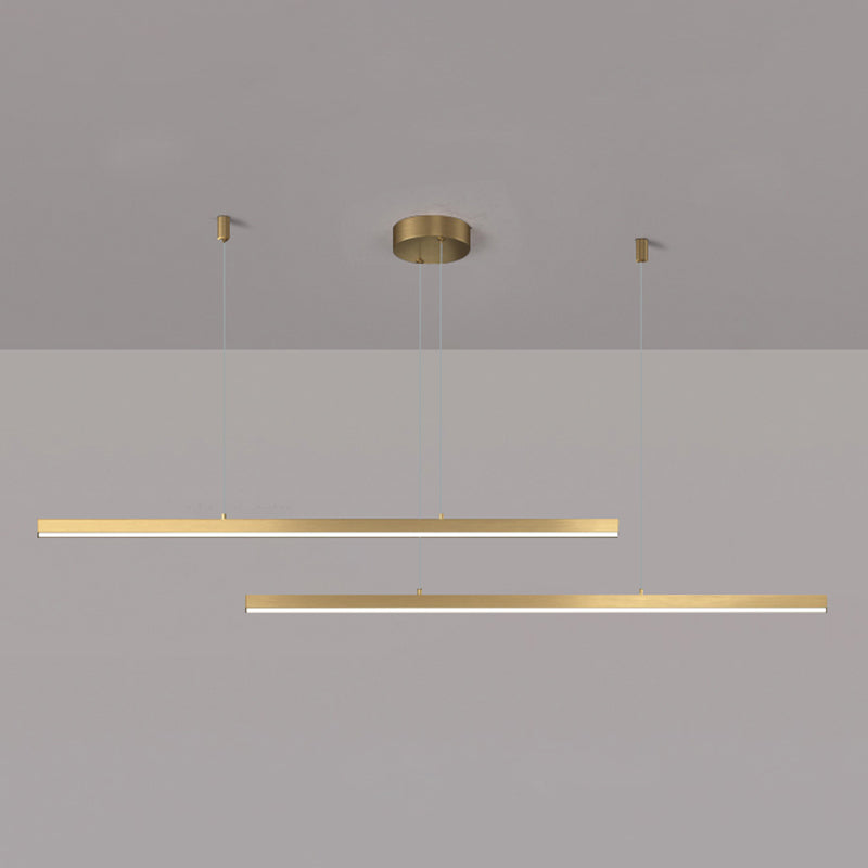 Gold Aluminum Island Lamps Linear Restaurant LED Pendant Lights with Acrylic Shade