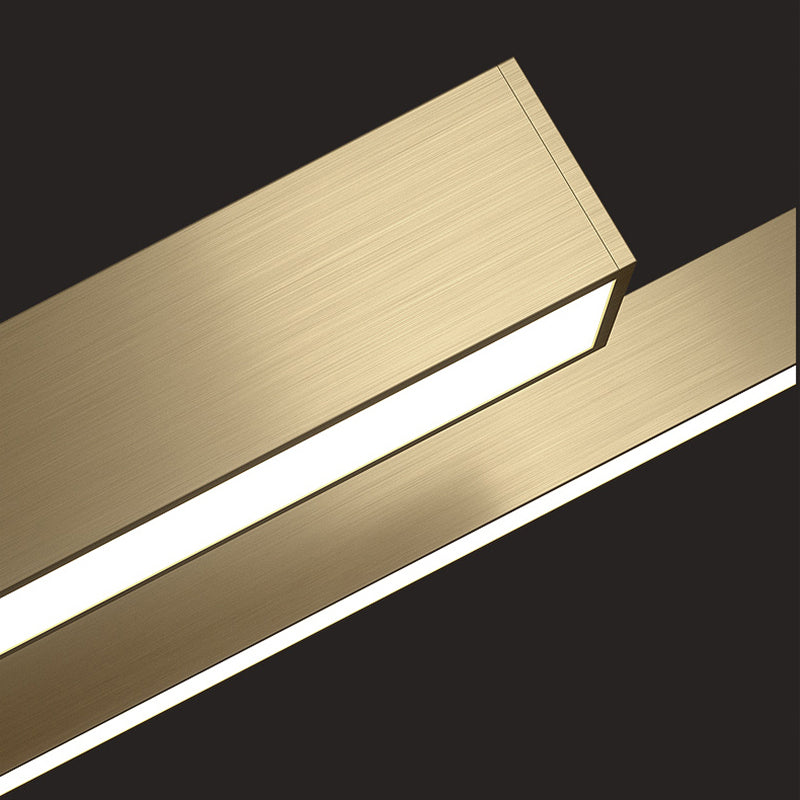 Gold Aluminum Island Lamps Linear Restaurant LED Pendant Lights with Acrylic Shade