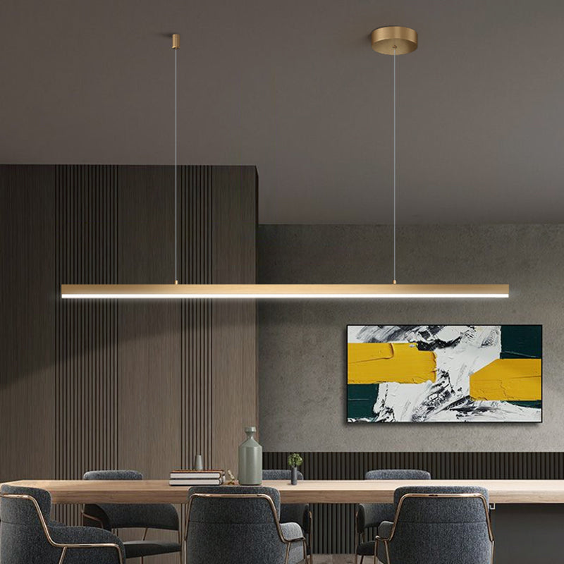 Gold Aluminum Island Lamps Linear Restaurant LED Pendant Lights with Acrylic Shade