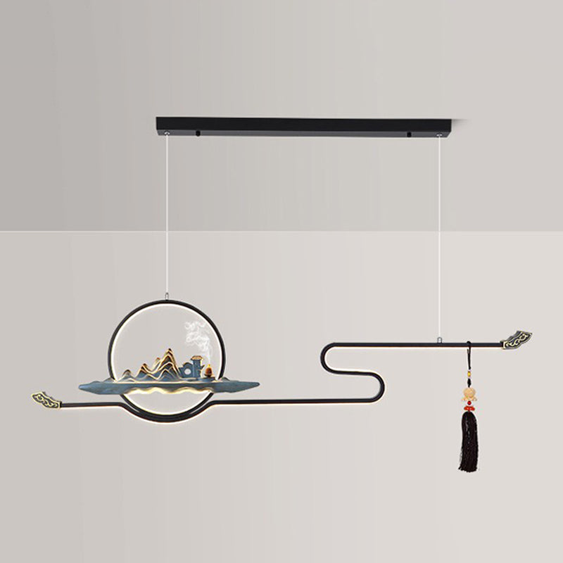 Contemporary Kitchen Pendant Lights Linear Island Chandelier Lights Metal 2 Light