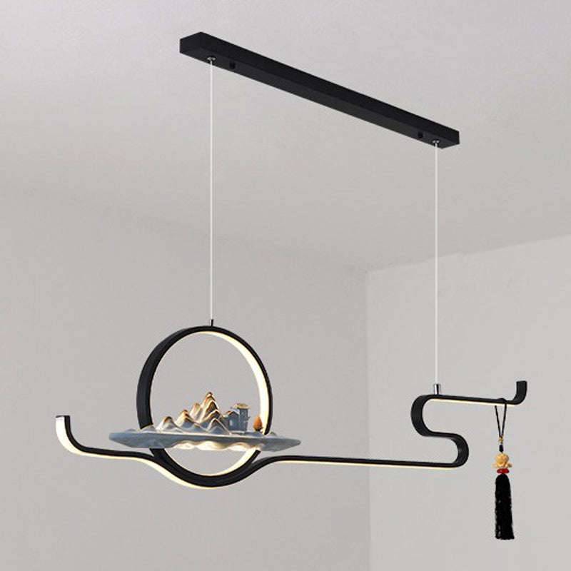 Contemporary Kitchen Pendant Lights Linear Island Chandelier Lights Metal 2 Light