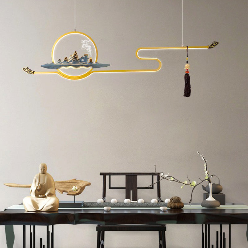 Contemporary Kitchen Pendant Lights Linear Island Chandelier Lights Metal 2 Light