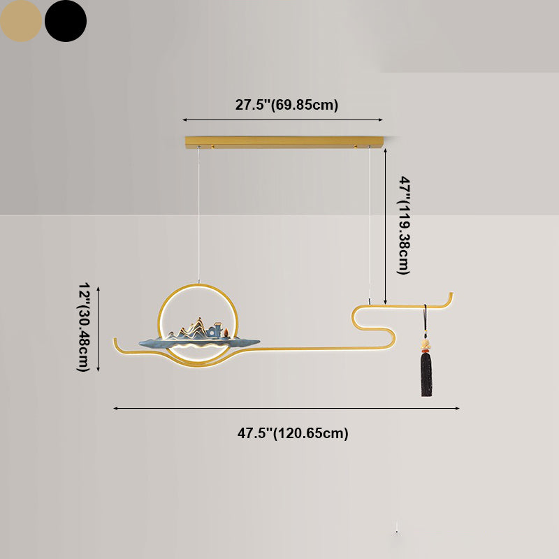 Contemporary Kitchen Pendant Lights Linear Island Chandelier Lights Metal 2 Light