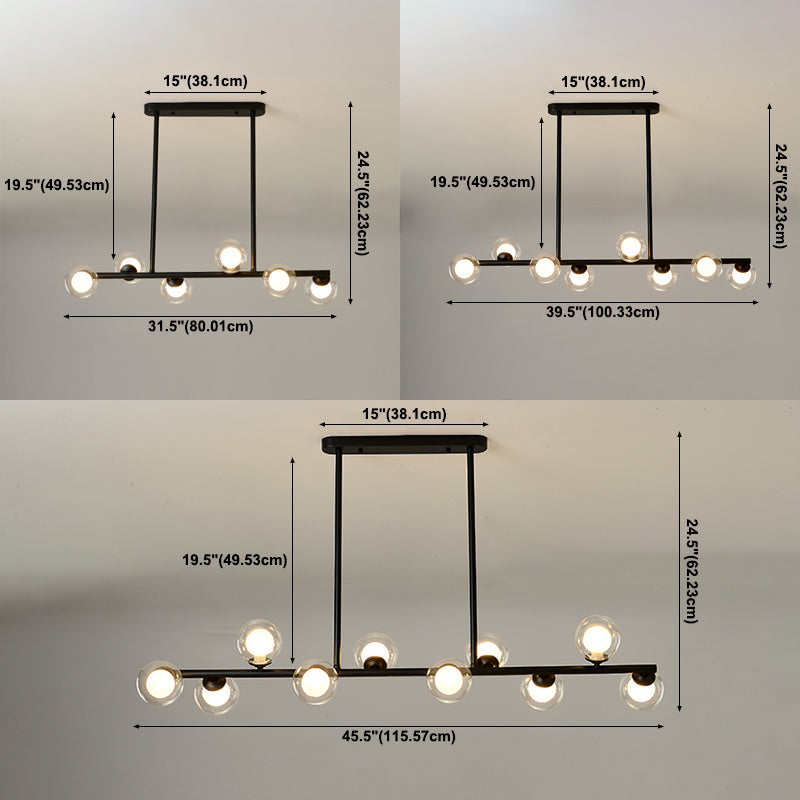 Contemporary Island Light Sphere Glass Island Chandelier Lights for Kitchen