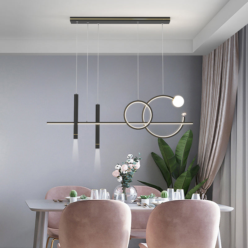 Contemporary Island Light Linear Metal 6 Light Island Chandelier Lights