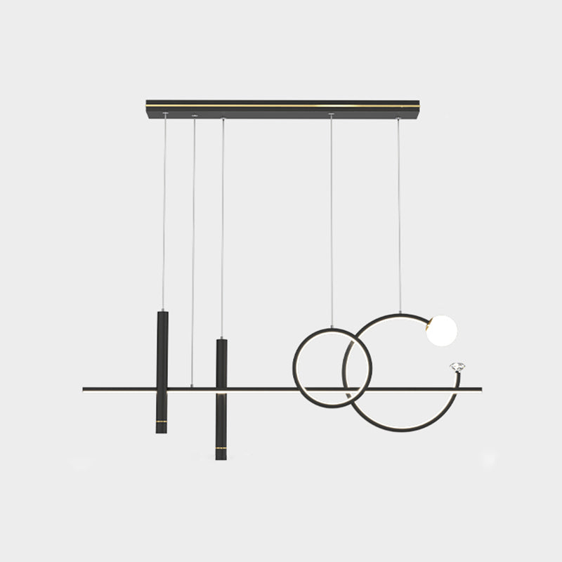 Contemporary Island Light Linear Metal 6 Light Island Chandelier Lights