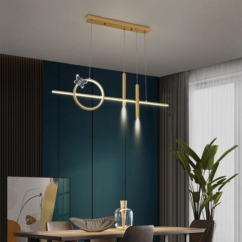 Contemporary Island Light Linear Metal 4 Light Island Chandelier Lights