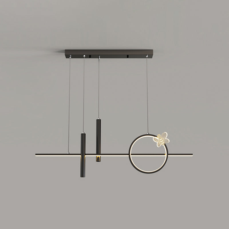 Contemporary Island Light Linear Metal 4 Light Island Chandelier Lights