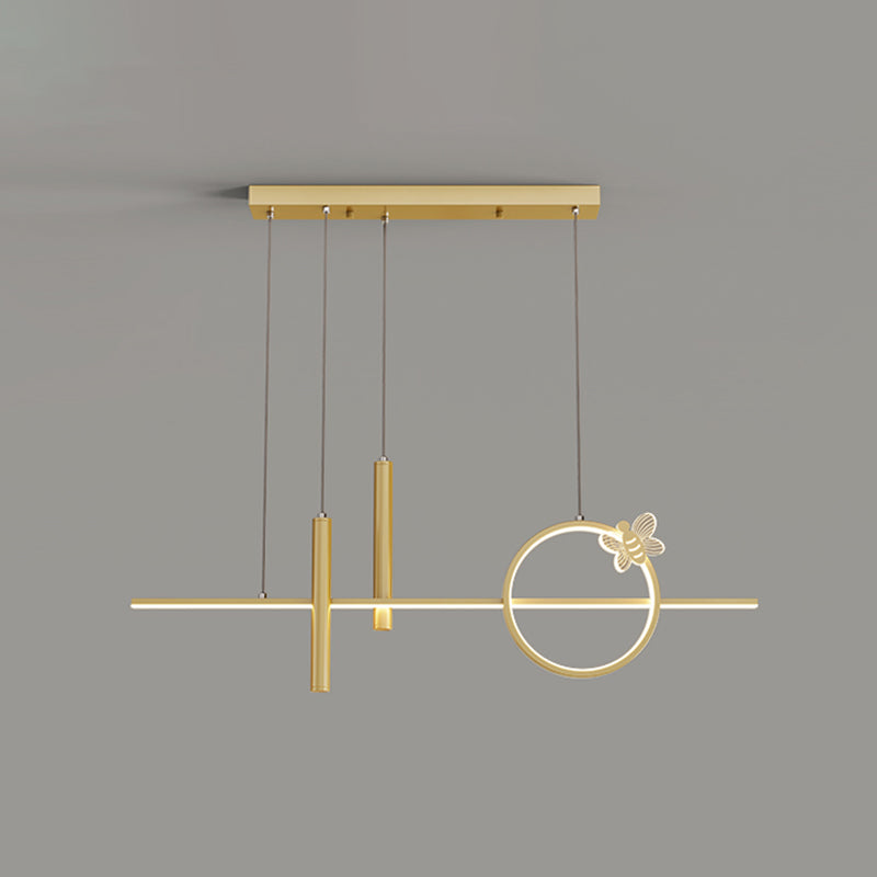 Contemporary Island Light Linear Metal 4 Light Island Chandelier Lights