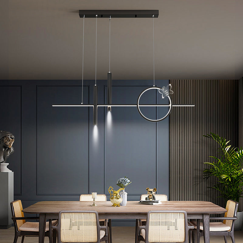 Contemporary Island Light Linear Metal 4 Light Island Chandelier Lights