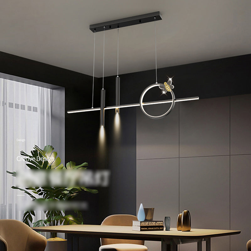 Contemporary Island Light Linear Metal 4 Light Island Chandelier Lights