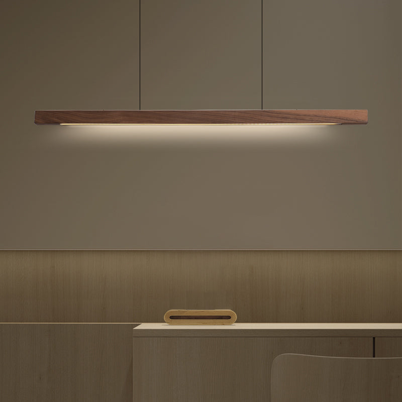 Modern Style Linear Hanging Pendant Light Wood 1-Light Ceiling Pendant Light