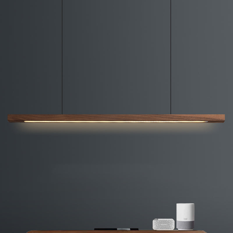 Modern Style Linear Hanging Pendant Light Wood 1-Light Ceiling Pendant Light