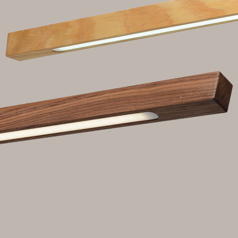 Modern Style Linear Hanging Pendant Light Wood 1-Light Ceiling Pendant Light