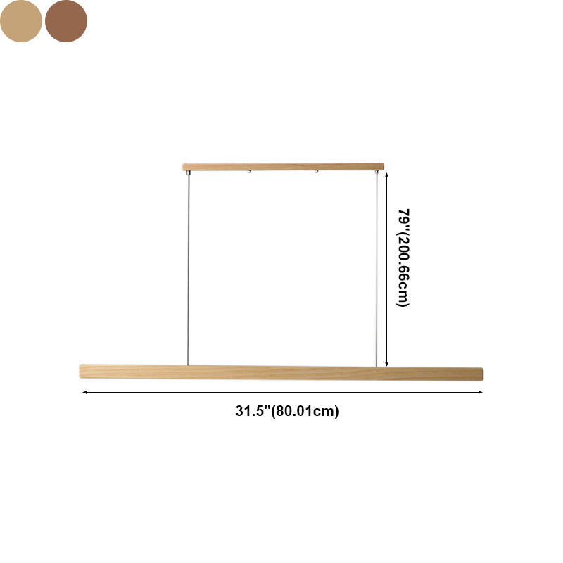 Modern Style Linear Hanging Pendant Light Wood 1-Light Ceiling Pendant Light