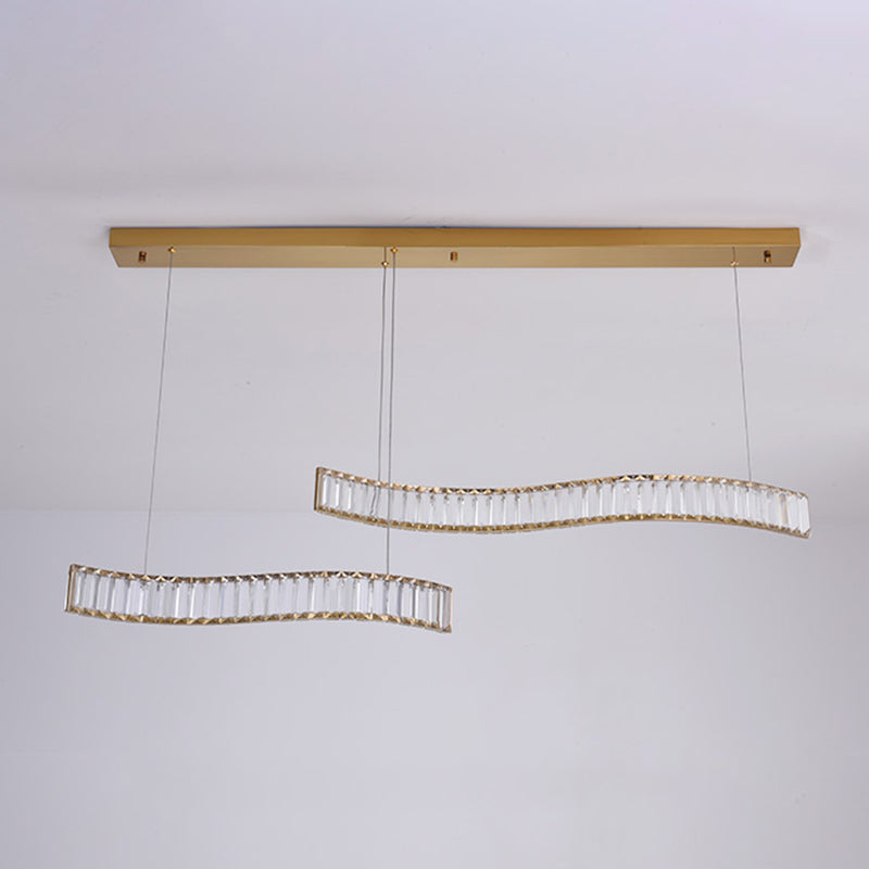 Contemporary Island Light Linear Crystal Island Chandelier Lights for Kitchen