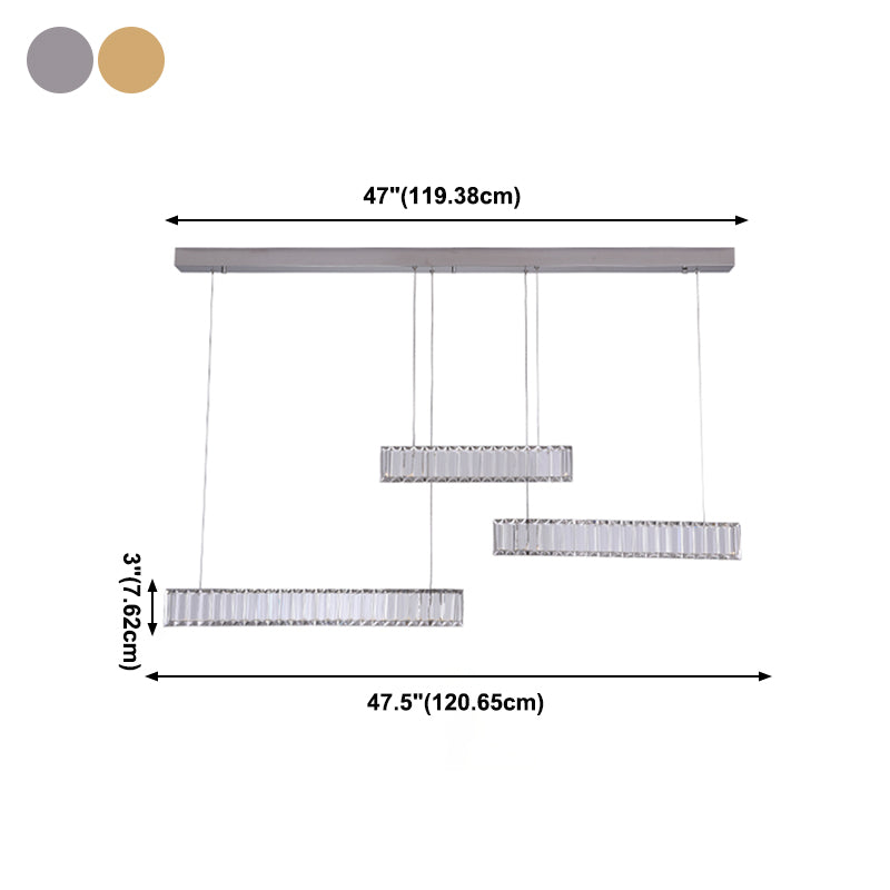 Contemporary Island Light Linear Crystal Island Chandelier Lights for Kitchen