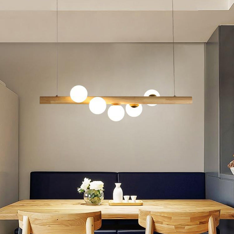 Modern Style Linear Hanging Island Lights White Glass Pendant Light Fixtures