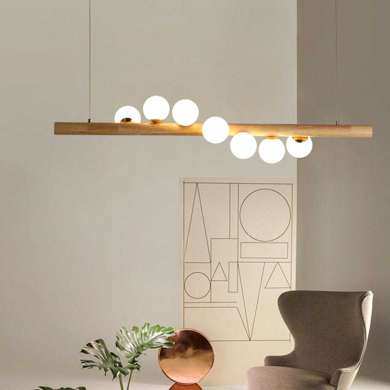 Modern Style Linear Hanging Island Lights White Glass Pendant Light Fixtures