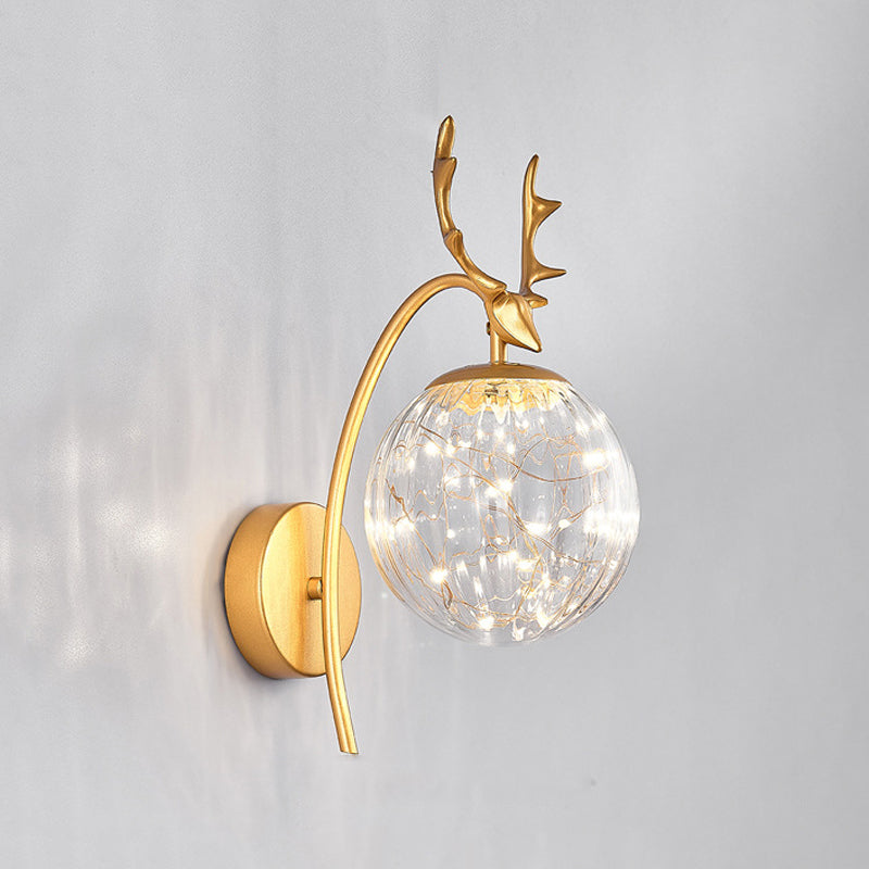 Modern Style Spherical Shape Wall Sconce Metal 1 Light Sconce Lighting for Bedroom