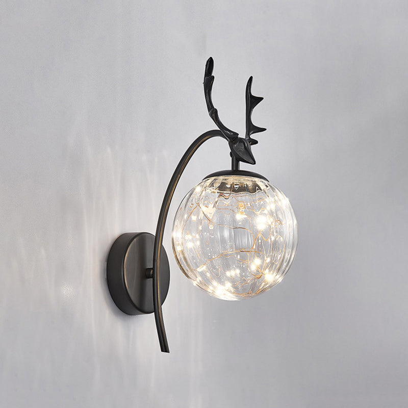 Modern Style Spherical Shape Wall Sconce Metal 1 Light Sconce Lighting for Bedroom