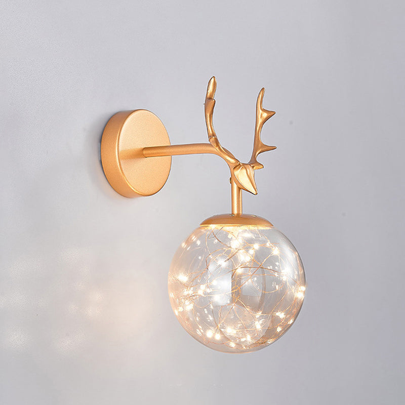 Modern Style Spherical Shape Wall Sconce Metal 1 Light Sconce Lighting for Bedroom