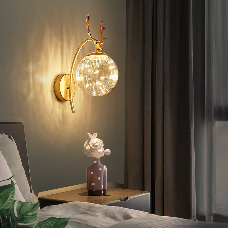 Modern Style Spherical Shape Wall Sconce Metal 1 Light Sconce Lighting for Bedroom